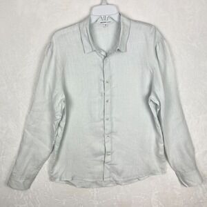 James Perse Linen Button Up Shirt Mens Size 1 Small Blue Ice Long Sleeve